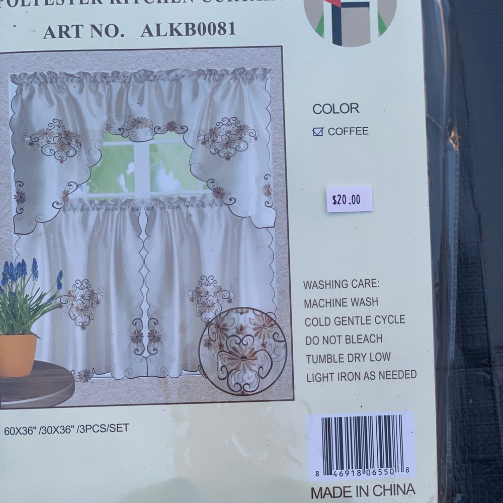 Window Kitchen Curtain color coffee flower design - Picture 2 of 2